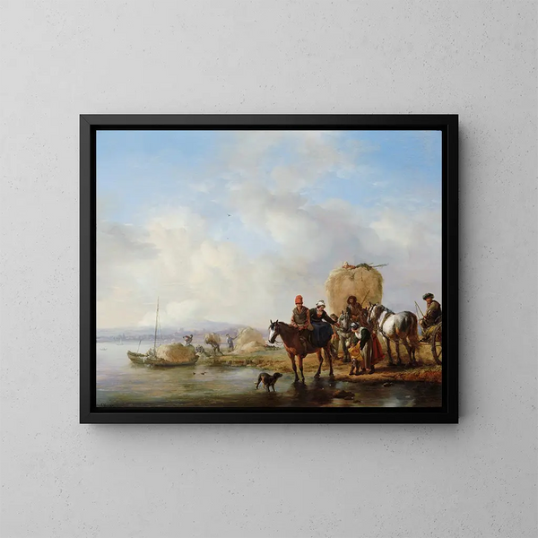 La Charrette de foin - Philips Wouwerman — inramlat konstverk på väggen