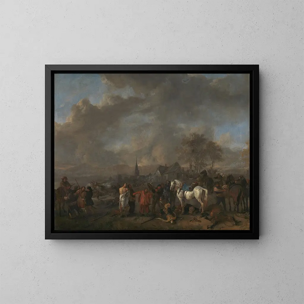 La Victoire des Paysans - Philips Wouwerman — inramlat konstverk på väggen