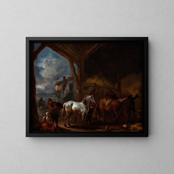 L'écurie - Philips Wouwerman — inramlat konstverk på väggen