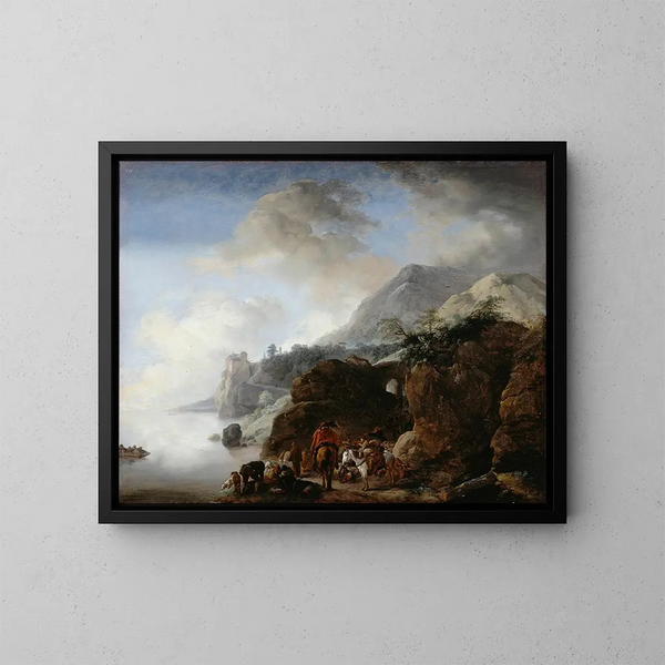 Voyageurs attendant un ferry - Philips Wouwerman — inramlat konstverk på väggen