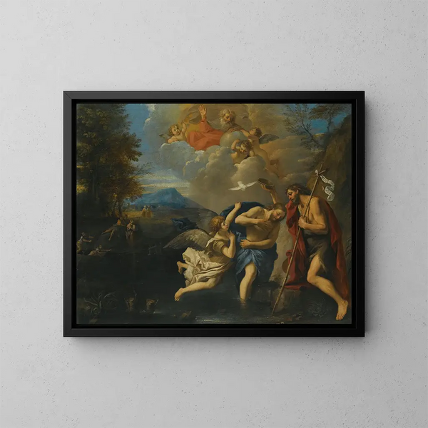 Le Baptême du Christ - Pier Francesco Mola — inramlat konstverk på väggen