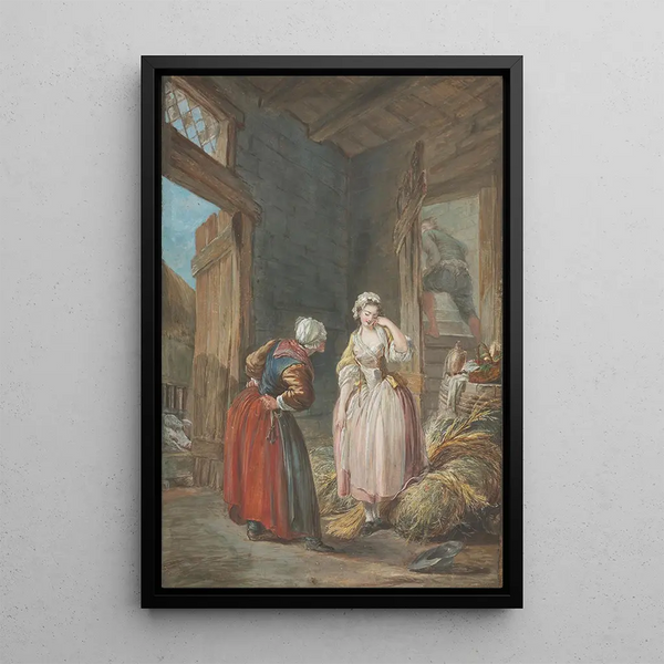 Les Amants surpris - Pierre-Antoine Baudouin — inramlat konstverk på väggen