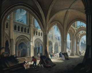 rivningen av Saint-Jean-en-Grève-kyrkan 1800 - Pierre-Antoine Demachy — vy av konstverket