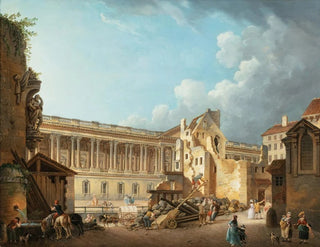 Le dégagement de la colonnade du Louvre lors de la démolition des ruines de l'Hôtel du Petit Bourbon - Pierre-Antoine Demachy — vy av konstverket