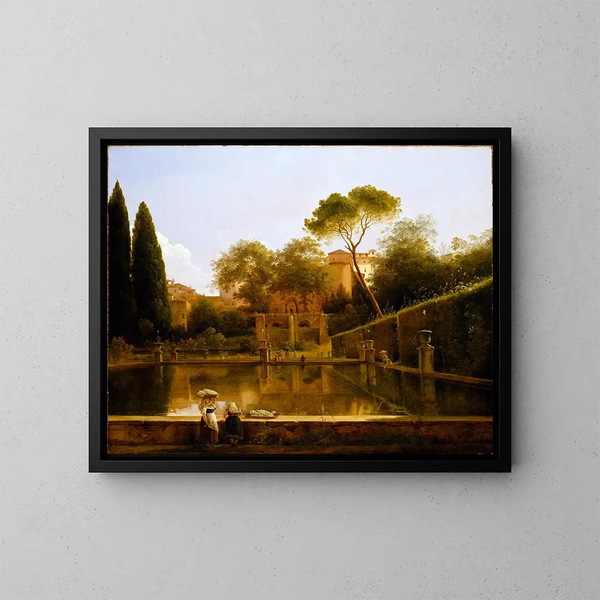 Vue des jardins de la villa d'Este à Tivoli - Pierre-Athanase Chauvin — inramlat konstverk på väggen