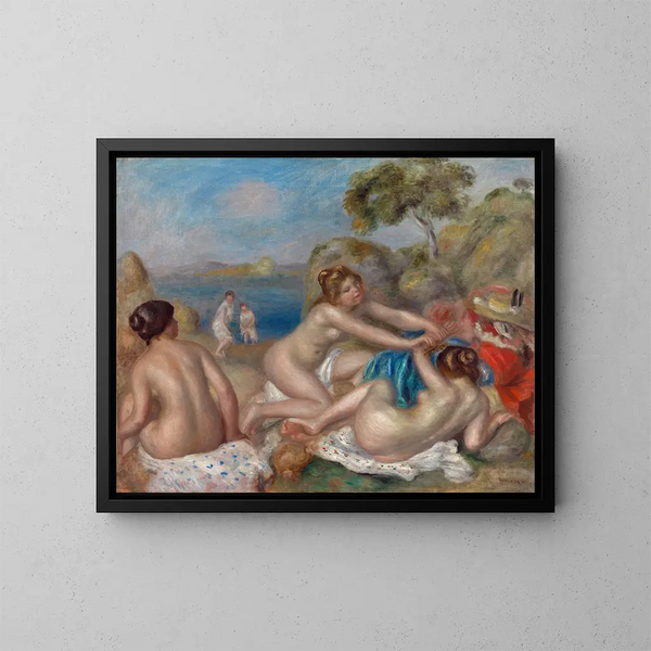 Baignade med en krabba - Pierre-Auguste Renoir — inramlat konstverk på väggen