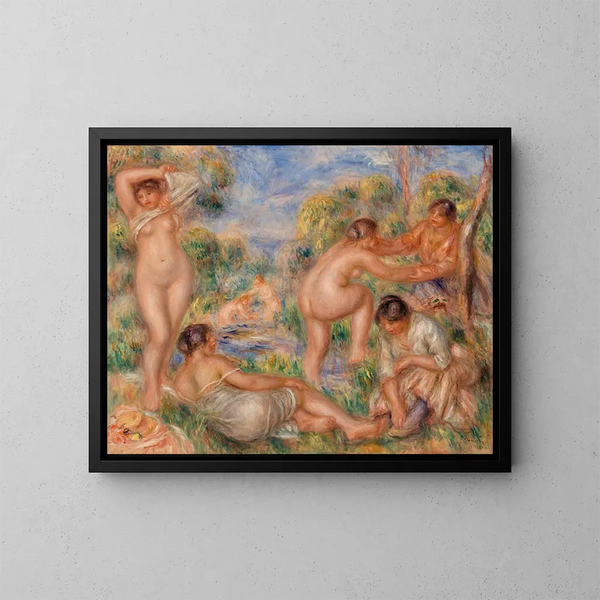 grupp av badande - Pierre-Auguste Renoir — inramlat konstverk på väggen