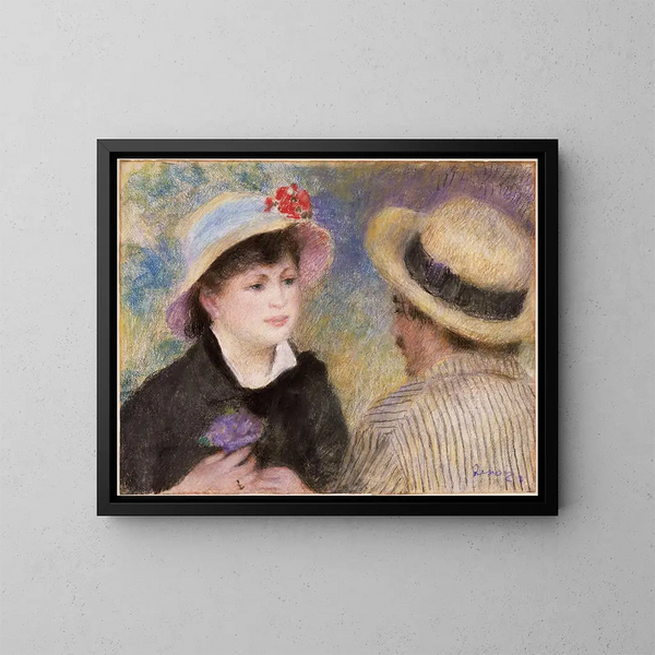 Par i båt - Pierre-Auguste Renoir — inramlat konstverk på väggen