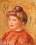 kvinna i rött Buste de femme en rouge - Pierre-Auguste Renoir — vy av konstverket