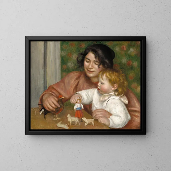 Barn med leksaker, Gabrielle och konstnärens son Jean - Pierre-Auguste Renoir — inramlat konstverk på väggen
