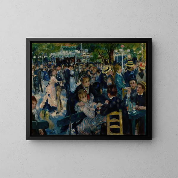 Dans vid Moulin de la Galette - Pierre-Auguste Renoir — inramlat konstverk på väggen