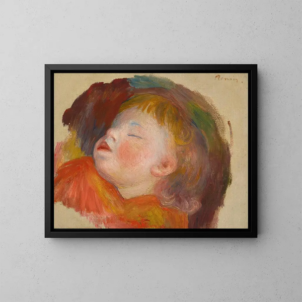 Barn som sover - Pierre-Auguste Renoir — inramlat konstverk på väggen