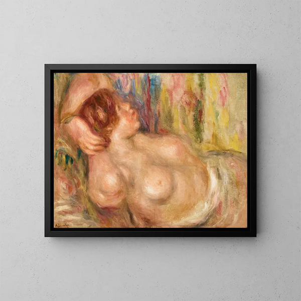 en sovande naken kvinna - Pierre-Auguste Renoir — inramlat konstverk på väggen