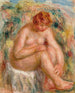 en naken kvinna sittande i trekvartsvy baderska - Pierre-Auguste Renoir — vy av konstverket