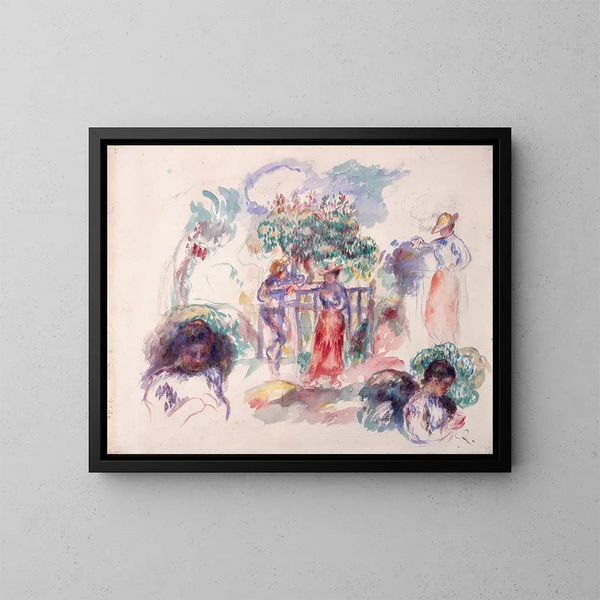 Figures sous un arbre - Pierre-Auguste Renoir — inramlat konstverk på väggen