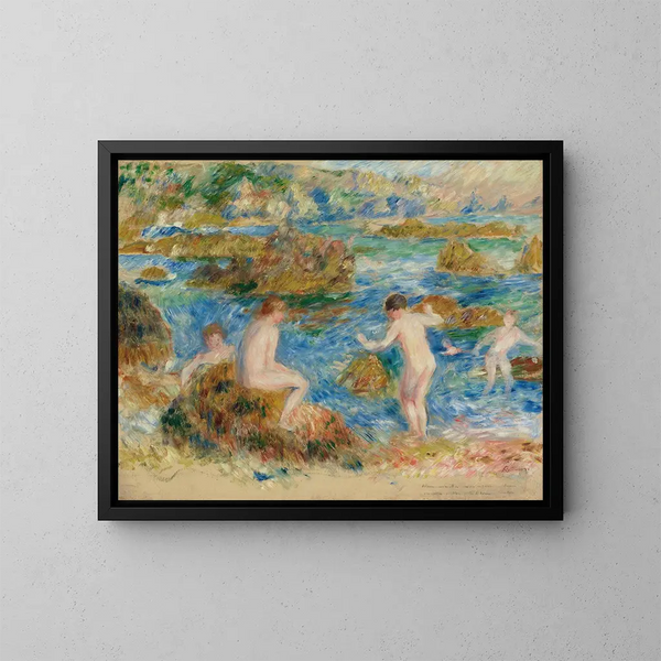 nakna pojkar på klipporna, Guernsey - Pierre-Auguste Renoir — inramlat konstverk på väggen