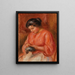 Girl Darning Femme reprisant - Pierre-Auguste Renoir — inramlat konstverk på väggen