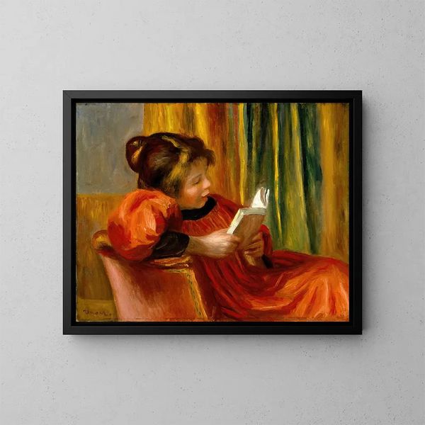 flicka som läser - Pierre-Auguste Renoir — inramlat konstverk på väggen