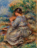 Girl Seated in a Landscape Jeune fille assise dans un jardin - Pierre-Auguste Renoir — vy av konstverket