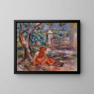 Flicka vid ett träd - Pierre-Auguste Renoir — inramlat konstverk på väggen