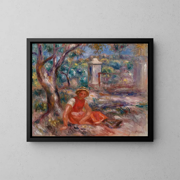 Flicka vid ett träd - Pierre-Auguste Renoir — inramlat konstverk på väggen