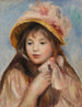 Girl with Pink Bonnet Jeune fille au chapeau rose - Pierre-Auguste Renoir — vy av konstverket