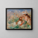 Flickor i gräset som arrangerar en bukett - Pierre-Auguste Renoir — inramlat konstverk på väggen