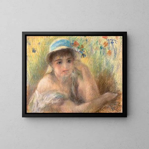 Ung flicka med pärl - Pierre-Auguste Renoir — inramlat konstverk på väggen