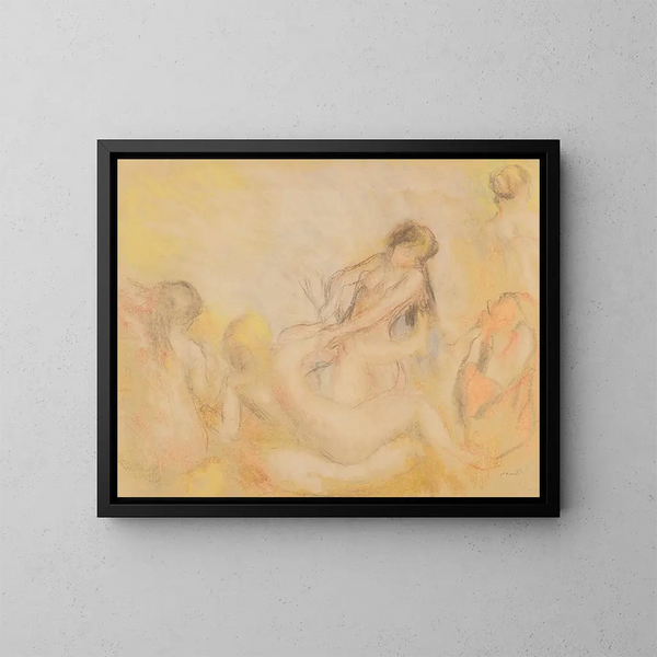 Les Baigneuses au crabe I - Pierre-Auguste Renoir — inramlat konstverk på väggen