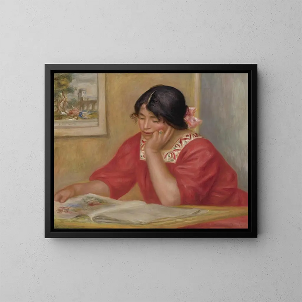 Lontine läsande - Pierre-Auguste Renoir — inramlat konstverk på väggen