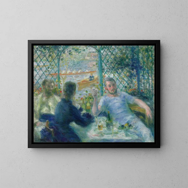 Frukost på restaurang Fournaise - Pierre-Auguste Renoir — inramlat konstverk på väggen
