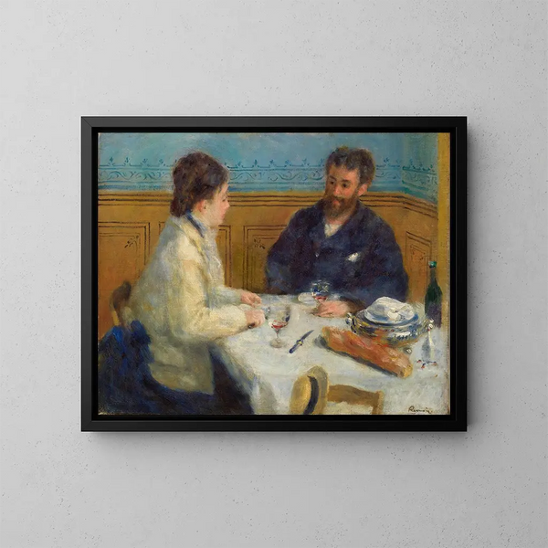 Frukost i solen - Pierre-Auguste Renoir — inramlat konstverk på väggen