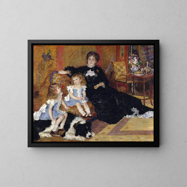 Madame Georges Charpentier, Marguerite-Louise Lemonnier och hennes barn Georgette-Berthe och Paul-Émile-Charles - Pierre-Auguste Renoir — inramlat konstverk på väggen