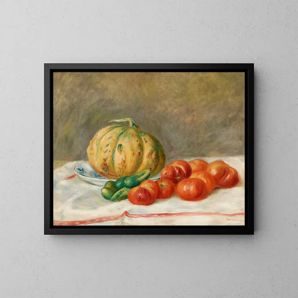Melon och tomater - Pierre-Auguste Renoir — inramlat konstverk på väggen