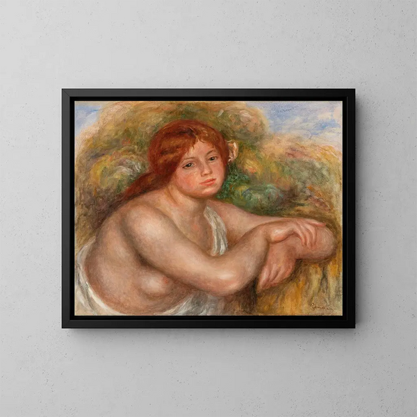 Studie av nakenhet, kvinnobyst - Pierre-Auguste Renoir — inramlat konstverk på väggen