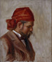 Portrait of Ambroise Vollard with a red scarf - Pierre-Auguste Renoir — vy av konstverket