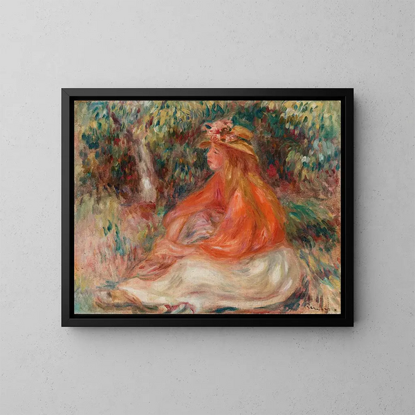 en sittande kvinna - Pierre-Auguste Renoir — inramlat konstverk på väggen