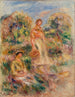 stående kvinna och sittande kvinna i ett landskap En kvinna stående och en kvinna sittande i ett landskap - Pierre-Auguste Renoir — vy av konstverket