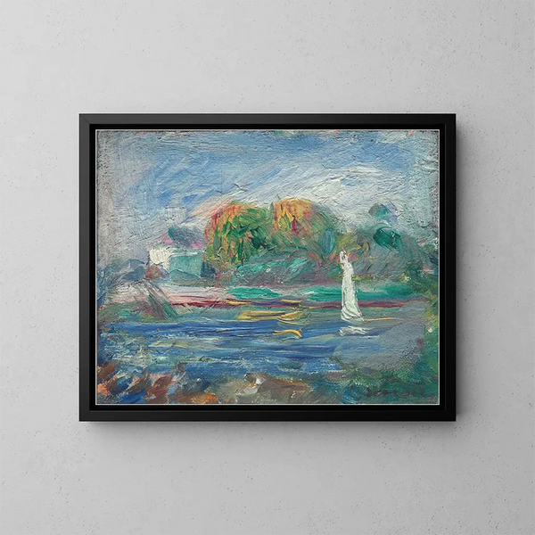 La rivière bleue - Pierre-Auguste Renoir — inramlat konstverk på väggen