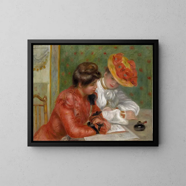 La Lettre - Pierre-Auguste Renoir — inramlat konstverk på väggen