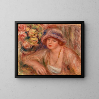 en kvinna lutande - Pierre-Auguste Renoir — inramlat konstverk på väggen
