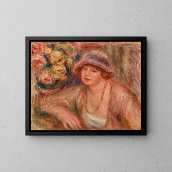 en kvinna lutande - Pierre-Auguste Renoir — inramlat konstverk på väggen