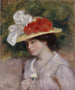 kvinna med blomsterhatt - Pierre-Auguste Renoir — vy av konstverket