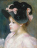 Ung flicka med rosa och svart hatt - Pierre-Auguste Renoir — vy av konstverket