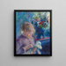 ung kvinna som syr - Pierre-Auguste Renoir — inramlat konstverk på väggen