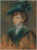 ung kvinna med grön hatt - Pierre-Auguste Renoir — vy av konstverket