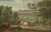 Vue du Château Neuf de Saint-Germain-en-Laye avec le départ pour la chasse - Pierre-Denis Martin — vy av konstverket