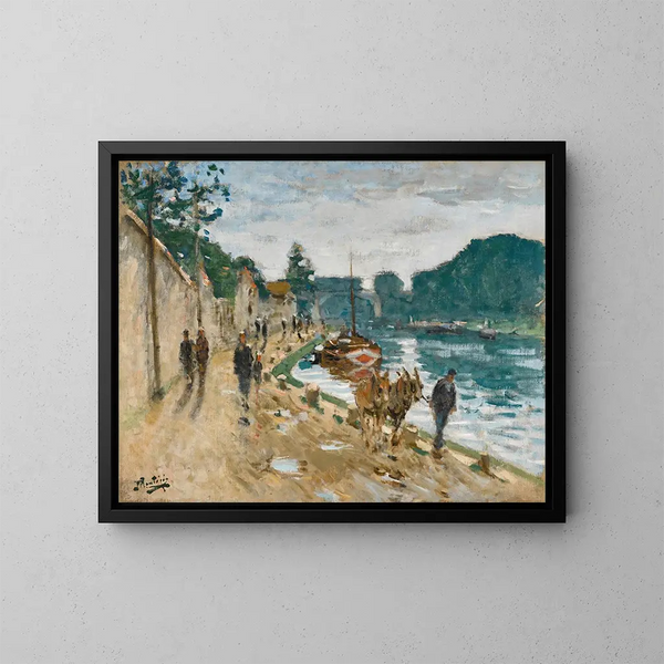 Chemin de halage - Pierre-Eugène Montzin — inramlat konstverk på väggen