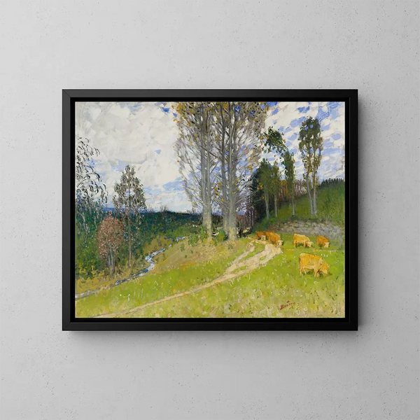 La montée au pâturage - Pierre-Eugène Montzin — inramlat konstverk på väggen