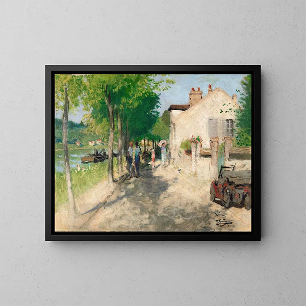 Le quai de la Croix-Blanche - Pierre-Eugène Montzin — inramlat konstverk på väggen